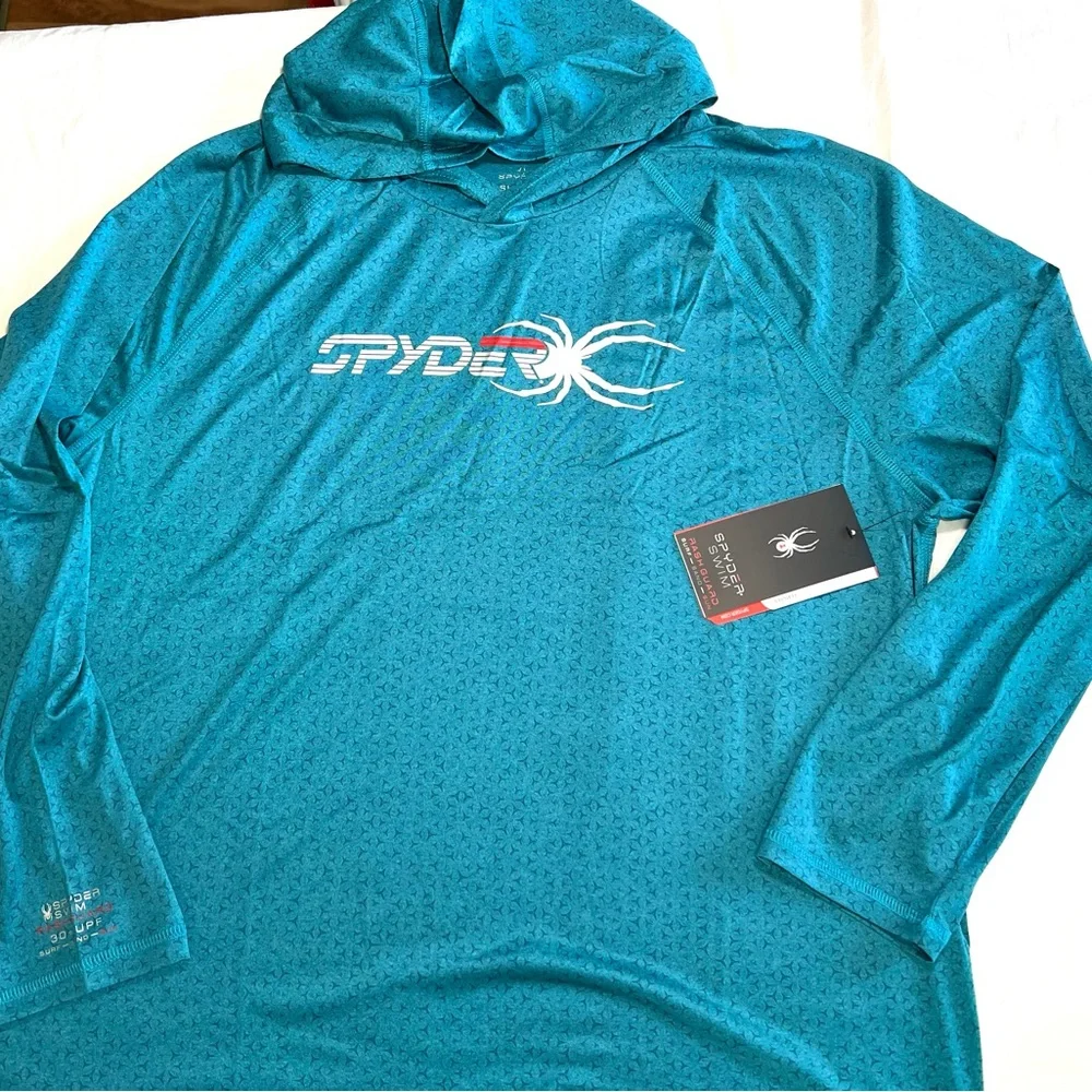 Spyder teal blue Long Sleeve Hoodie size Large - Picture 2 of 6